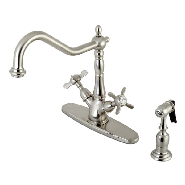 KS1238BEXBS Mono Deck Mount Kitchen Faucet W/ Brass Sprayer, Nickel